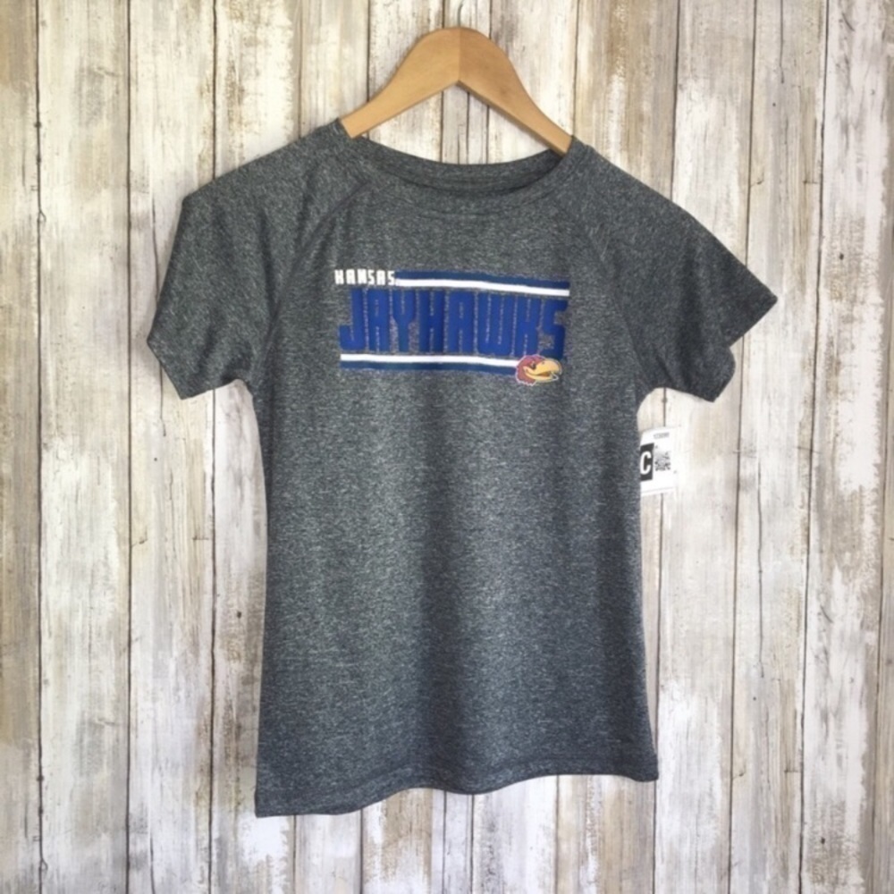 Kansas Jayhawks Boys Small Gray Tee KU Youth Shirt NCAA Fan Apparel